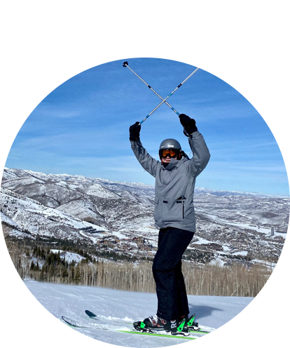 Ryan Ford Fun Photo Skiing with Ski Poles in Air