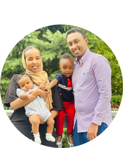 Mukhtar Musa fun photo posting with wife and two children.