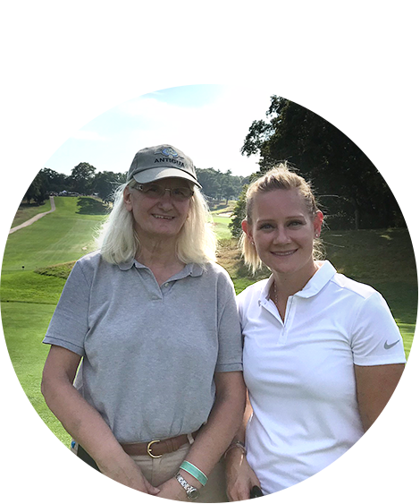 Woman posing on golf course