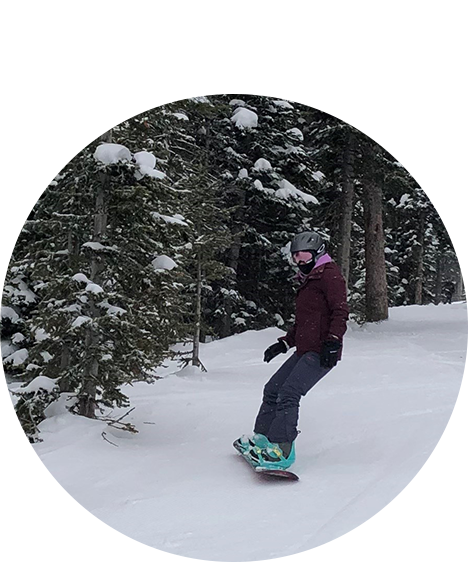 Woman snowboarding